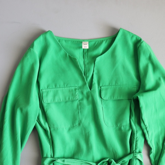 Women's Old Navy Medium M Green Tie Waist Dress - Picture 2 of 3